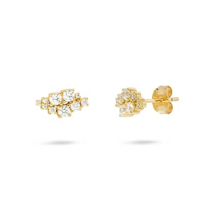 Gold Trip Women's White / Silver / Gold Crystal Cluster Stud Earrings In Gold