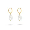 Gold Trip Women's White / Silver / Gold Pearl Drop Huggie Hoops In Gold