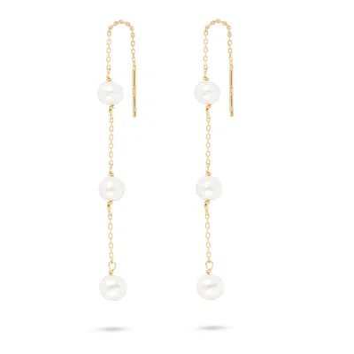 Gold Trip Women's White / Silver / Le Pearl Threader Earrings In Gold In Multi