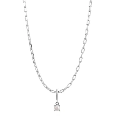 GOLD TRIP WOMEN'S WHITE / SILVER JUNE BIRTHSTONE NECKLACE IN SILVER