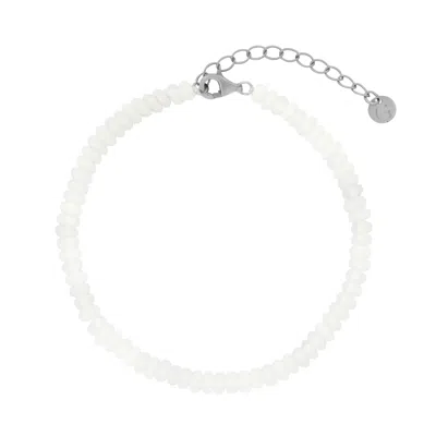 Gold Trip Women's White / Silver Moonstone Beaded Bracelet In Silver In Multi