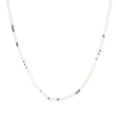 Gold Trip Women's White / Silver Moonstone Beaded Necklace In Silver In Multi
