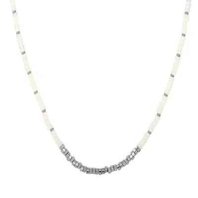 Gold Trip Women's White / Silver Moonstone Nugget Beaded Necklace In Silver