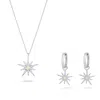 Gold Trip Women's White / Silver North Star Necklace & Earrings Set In Silver In Metallic