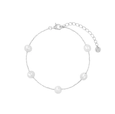 Gold Trip Women's White / Silver Pearl Satellite Bracelet In Silver In Metallic