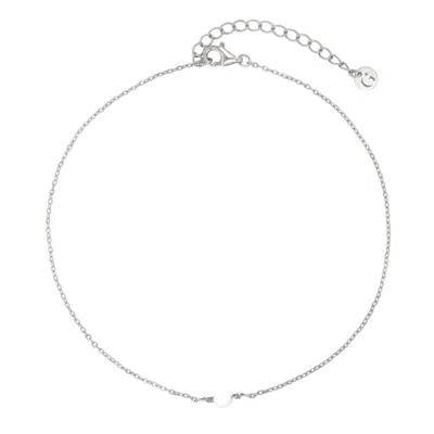 Gold Trip Women's White / Silver Single Pearl Anklet In Silver In Multi