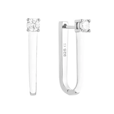 Gold Trip Women's White / Silver White Enamel U Hoop Earrings In Silver In Metallic