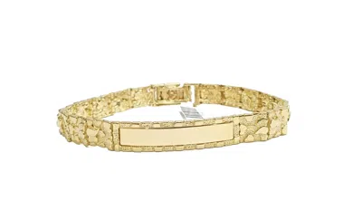 Pre-owned Goldbar Jeweler Real 10k Yellow Gold 9mm Nugget Id Bracelet 8.5" Inch 10kt Unisex Men Women