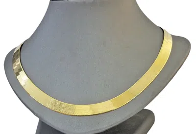 Pre-owned Goldbar Jewelers Real 10k Yellow Gold Necklace 8mm Herringbone Chain 18'' Inches Unisex