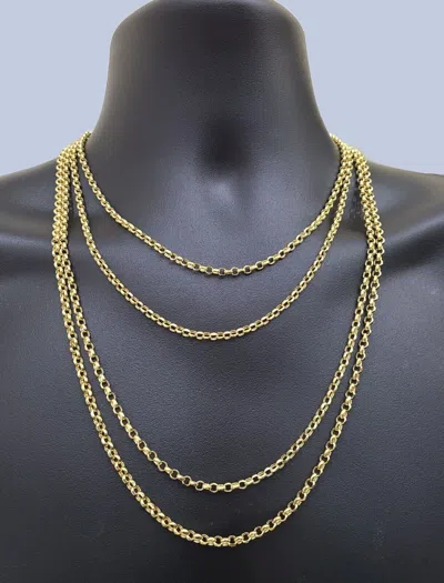 Pre-owned Goldbar Jewelers Real 10k Yellow Gold Rolo Link Rope Chain 4mm Necklace Unisex 16-26'' Inches