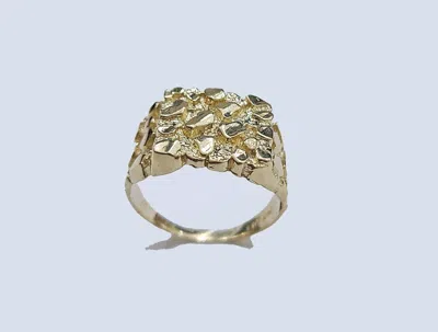 Pre-owned Goldbar Jewelers Real 14k Gold Men's Ring Nugget Size 10.5 14kt Yellow Gold Unisex