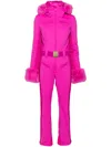 Goldbergh Angele Softshell Ski Suit With Fur Cuffs In Pink