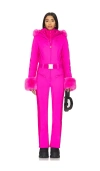 Goldbergh Angele Softshell Ski Suit With Fur Cuffs In Pink