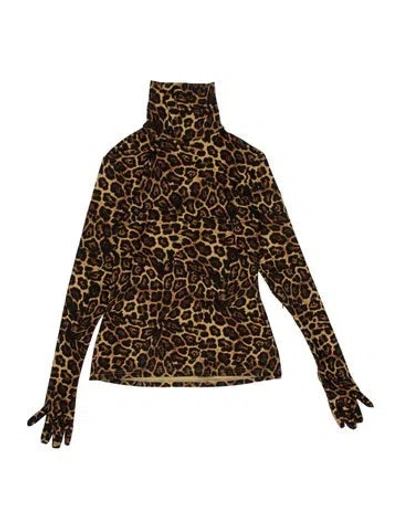 Pre-owned Goldbergh Animal Print Turtleneck Top In Black