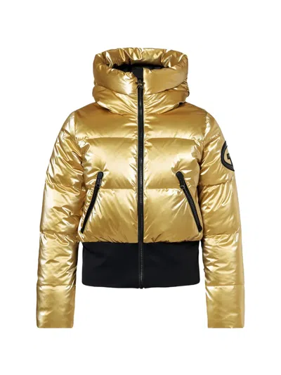 Goldbergh Bombardino Metallic-effect Padded Ski Jacket In Brown