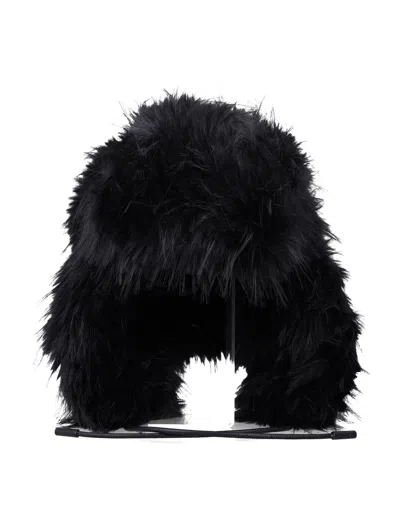 Goldbergh Cher Aviator Synthetic Fur Hat In Black