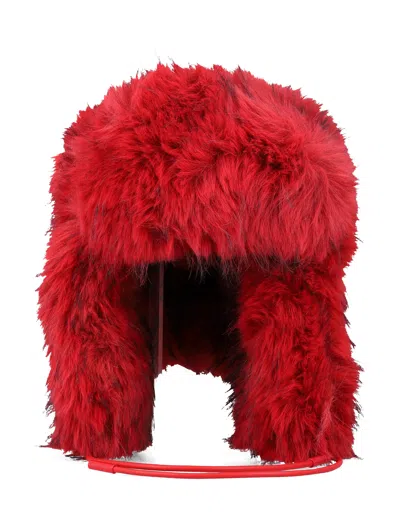Goldbergh Cher Mini Aviator Faux Fur Hat With Earflaps In Rosso