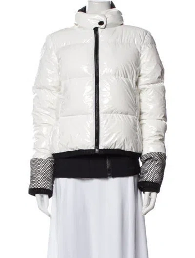 Pre-owned Goldbergh Colorblock Pattern Bomber Jacket In White