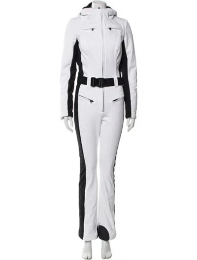 Pre-owned Goldbergh Colorblock Pattern Crew Neck Jumpsuit In White