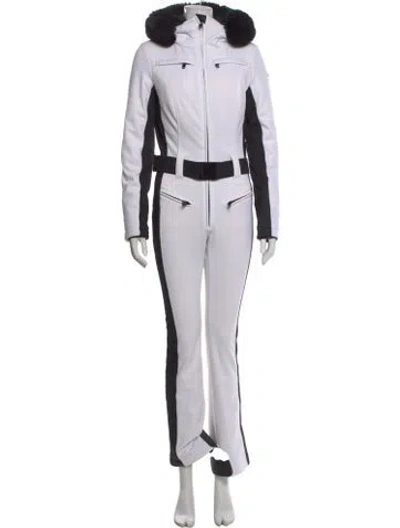 Pre-owned Goldbergh Colorblock Pattern Crew Neck Ski Suit In White
