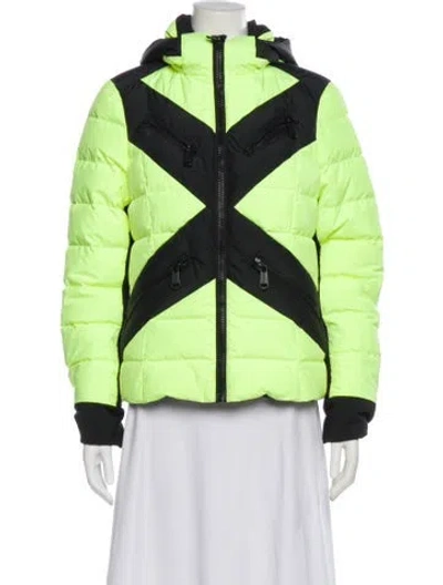 Pre-owned Goldbergh Colorblock Pattern Down Jacket In Green