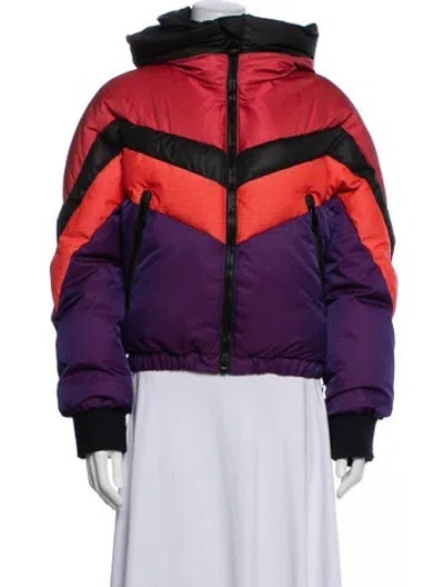 Pre-owned Goldbergh Colorblock Pattern Down Jacket In Purple