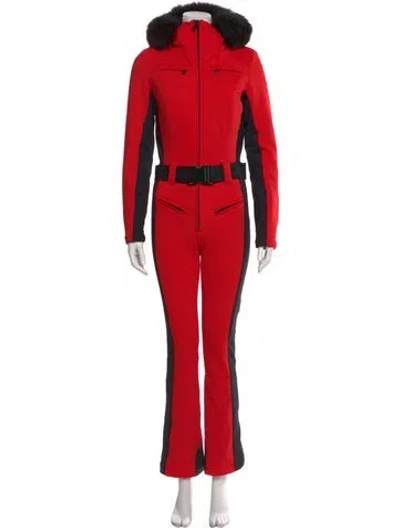 Pre-owned Goldbergh Colorblock Pattern Mock Neck Jumpsuit In Red