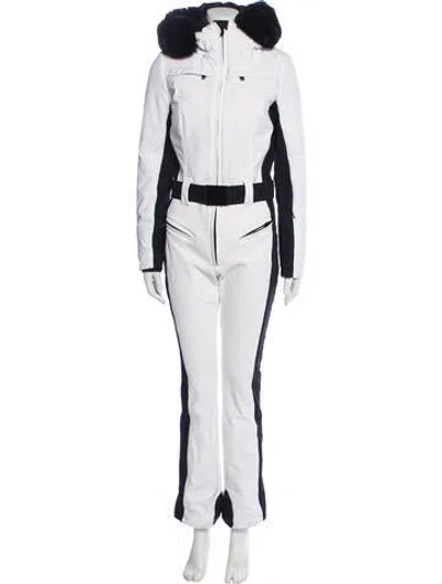 Pre-owned Goldbergh Colorblock Pattern Turtleneck Jumpsuit In White