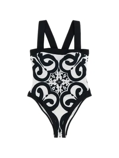 Goldbergh Costella Swimsuit High Cut Legs Pattern Straps In Black