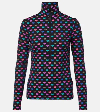 Goldbergh Cuori Printed Ski Top In Black