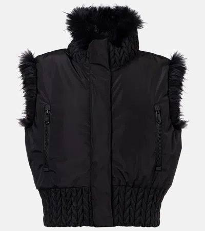 Goldbergh Dahlia Reversible Faux Fur Vest In Black