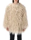 Goldbergh Long Faux Fur Jacket Side Pockets In Neutral