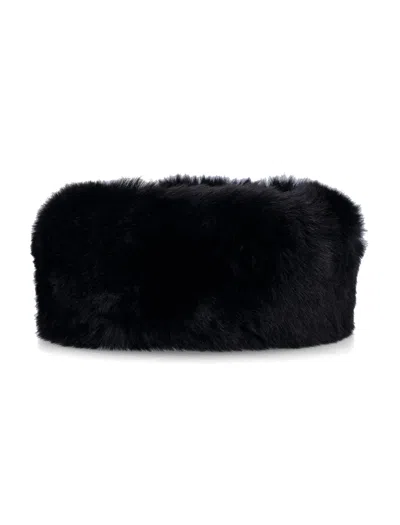 Goldbergh Faux Fur Polar Fleece Lined Headband With Voluminous Mini Profile In Black