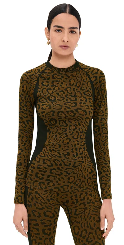 Goldbergh Feline Baselayer Long Sleeve Top Jaguar In Brown