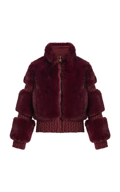 Goldbergh Furry Ski Jacket In Burgundy