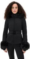 Goldbergh Giselle Ski Jacket With Faux Fur Trim Black In Black