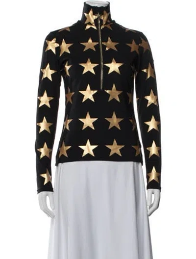 Pre-owned Goldbergh Graphic Print Mock Neck Top In Blue