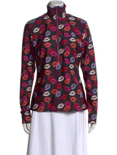 Pre-owned Goldbergh Graphic Print Mock Neck Top In Multi