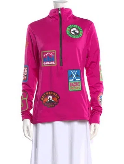 Pre-owned Goldbergh Graphic Print Mock Neck Top In Pink
