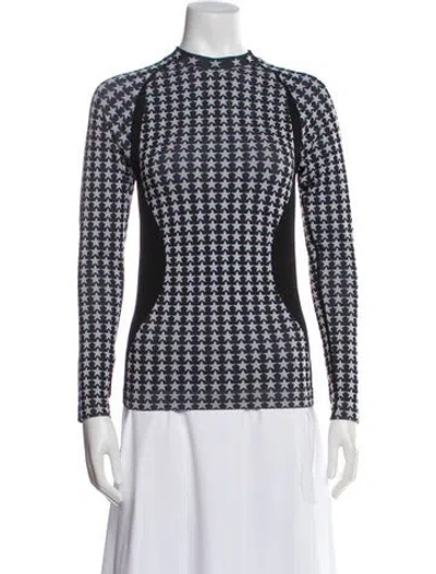 Pre-owned Goldbergh Graphic Print Mock Neck Top In White