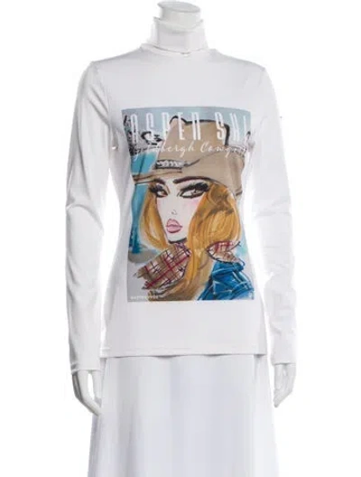 Pre-owned Goldbergh Graphic Print Turtleneck Top In White