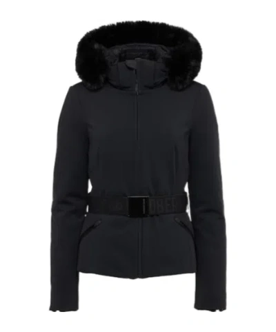 Goldbergh Hida Faux Fur Trim Down Ski Suit In Black