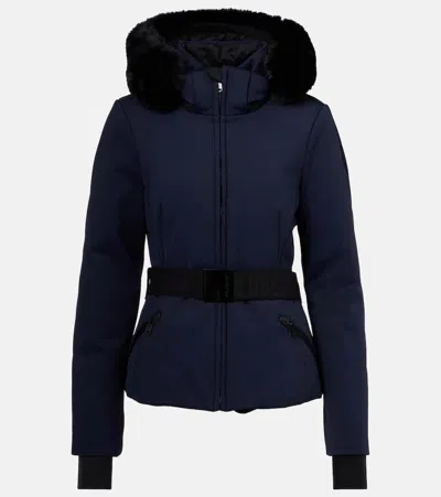 Goldbergh Hida Faux Fur-trimmed Down Ski Jacket In Blue