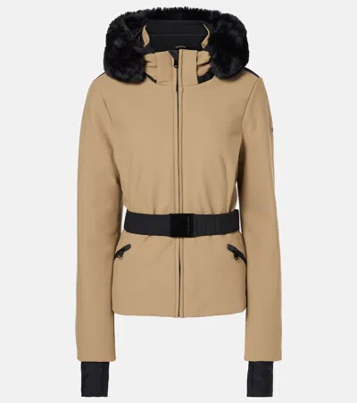 Goldbergh Hida Faux Shearling-trimmed Ski Jacket In Nude