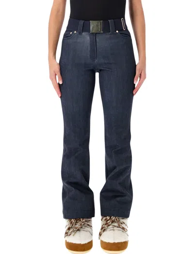 Goldbergh High-waisted Flare Trousers With Belt In Blue