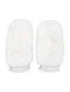 Goldbergh Hill Leather Mittens With Faux Fur Top In White