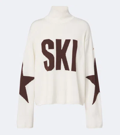 Goldbergh Intarsia Wool-blend Turtleneck Sweater In White