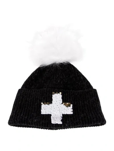 Pre-owned Goldbergh Knit Sequin Beanie In Black/white