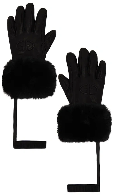 Goldbergh Lady Leather Embossed Logo Mittens In Black