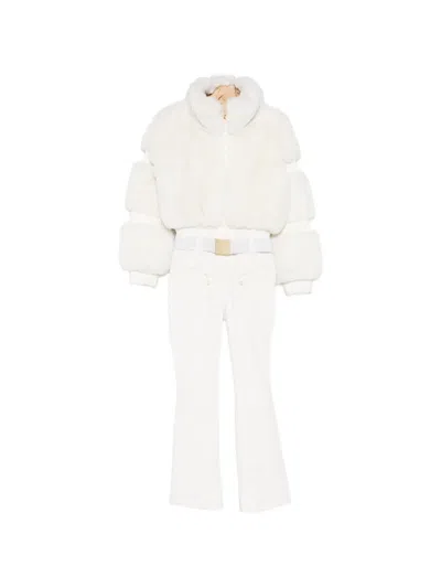Goldbergh Lieke Faux-fur Belted Ski Suit In White